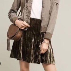 Anthropologie Maeve Green Crush Velvet Skirt New with Tags (size 8)